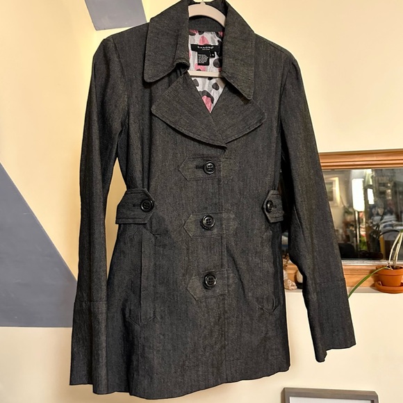 🔻FINAL PRICE🔻Sandro Dark Grey Chambray Denim-like Wide Lapel Jacket / Like New - Picture 13 of 16